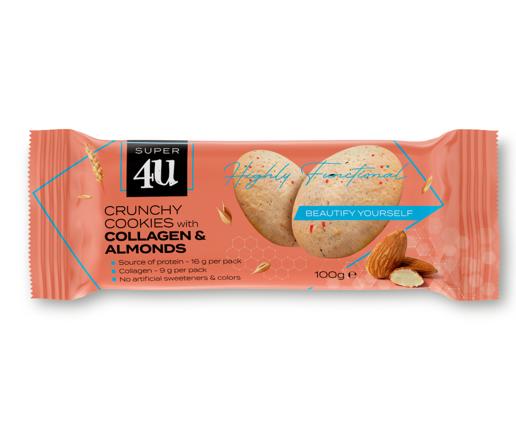 4U Cookies s kolagénom & mandľami 120 g