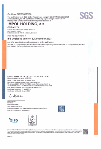 Certifikát SGS