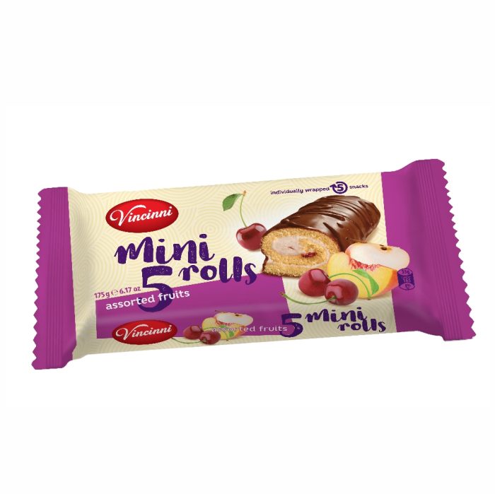 Obr. Mini piškótová roláda s príchuťou ovocnej zmesi 175g