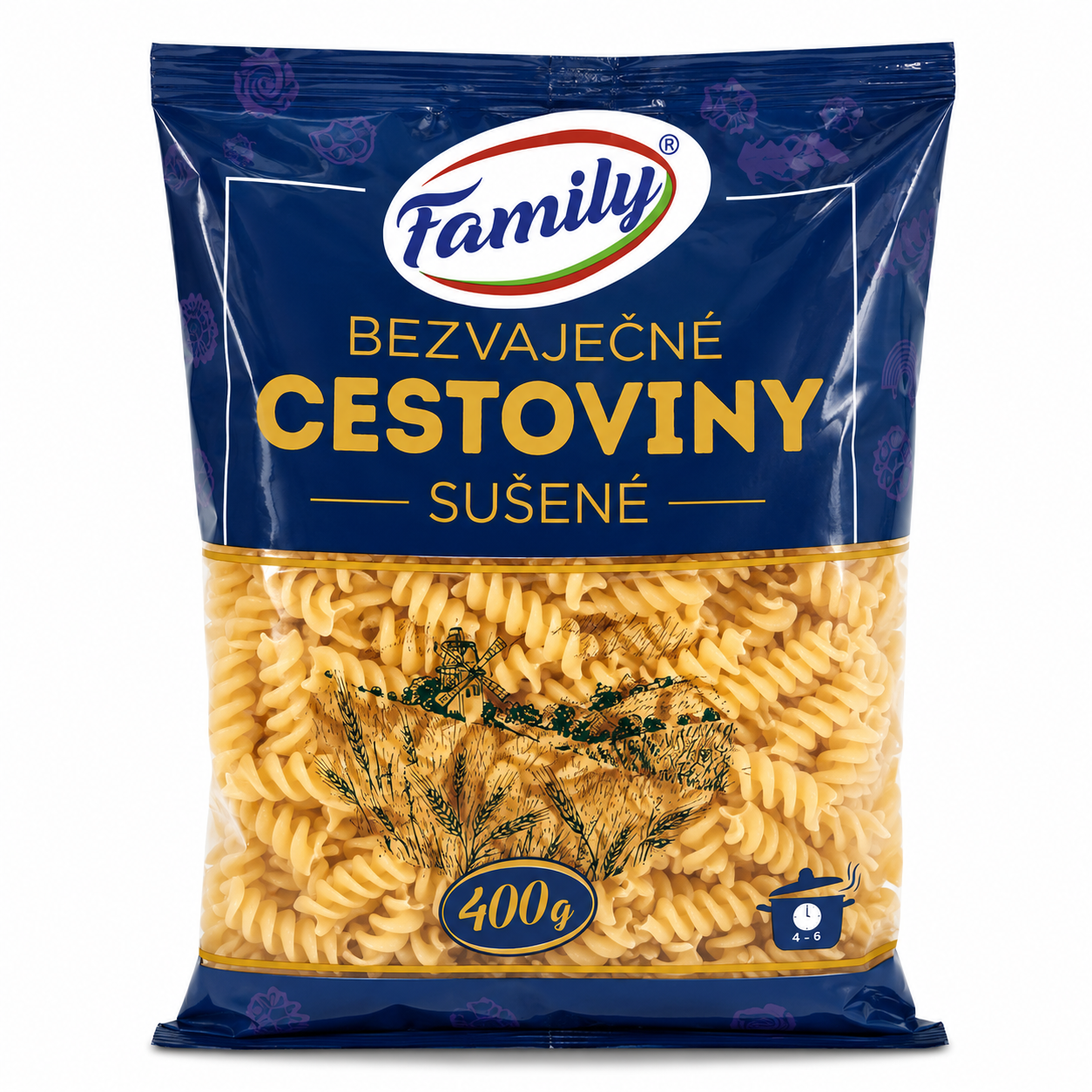 Obr. Bezvaječné cestoviny sušené – špirálky 400g